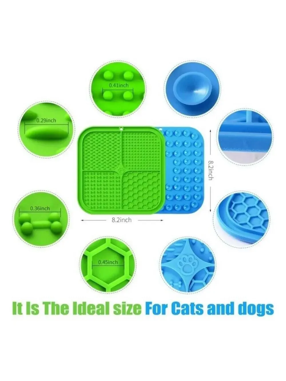 Dog Licking Mats 2pc Set Slow Feeder Lick Pads Suction Cup Base For Grooming Etc